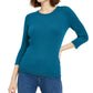 Suéter feminino Maison Jules com gola redonda canelada, verde, tamanho XXG