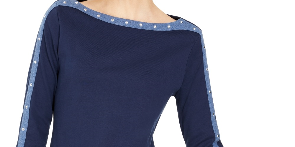 Karen Scott Blusa Feminina Manga 3/4 Azul Tamanho P