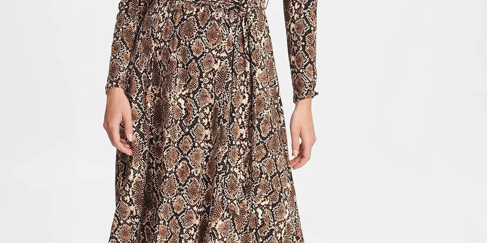 Vestido envelope feminino DKNY Python Jersey marrom tamanho 10