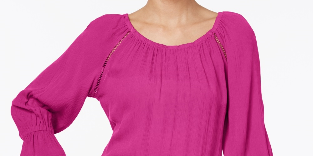 Blusa feminina de crepe camponesa INC International Concepts, rosa, tamanho PS