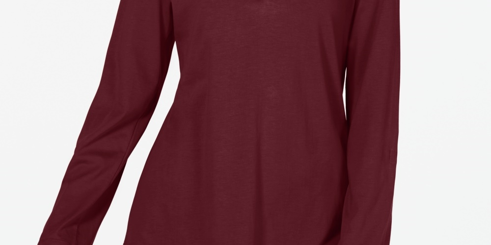 Charter Club Top utilitário feminino de algodão com decote aberto, vinho, tamanho XXG