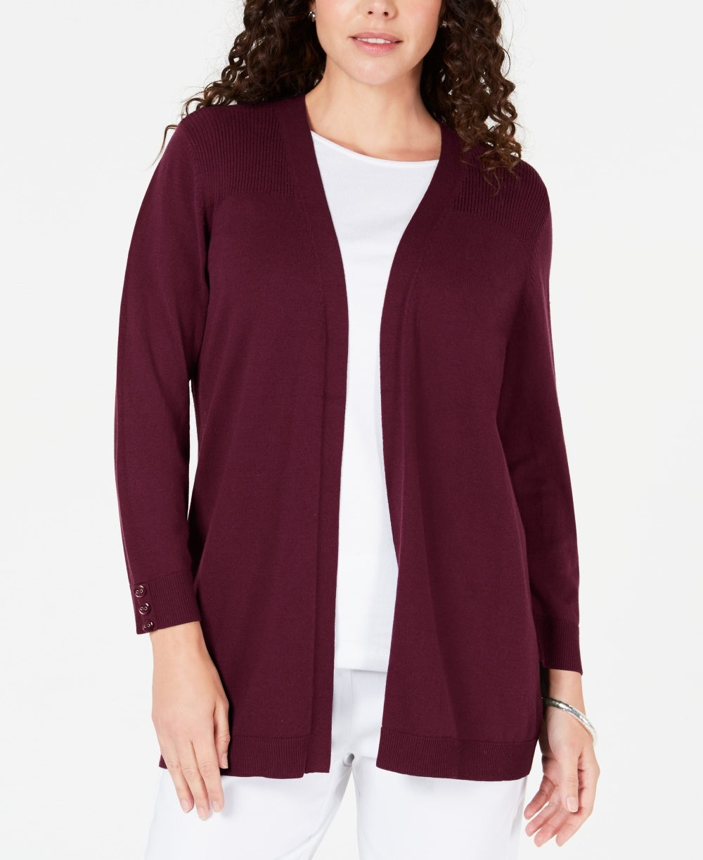 Karen Scott Cardigan Feminino Pequeno com Frente Aberta Médio Vermelho Tamanho Pequeno