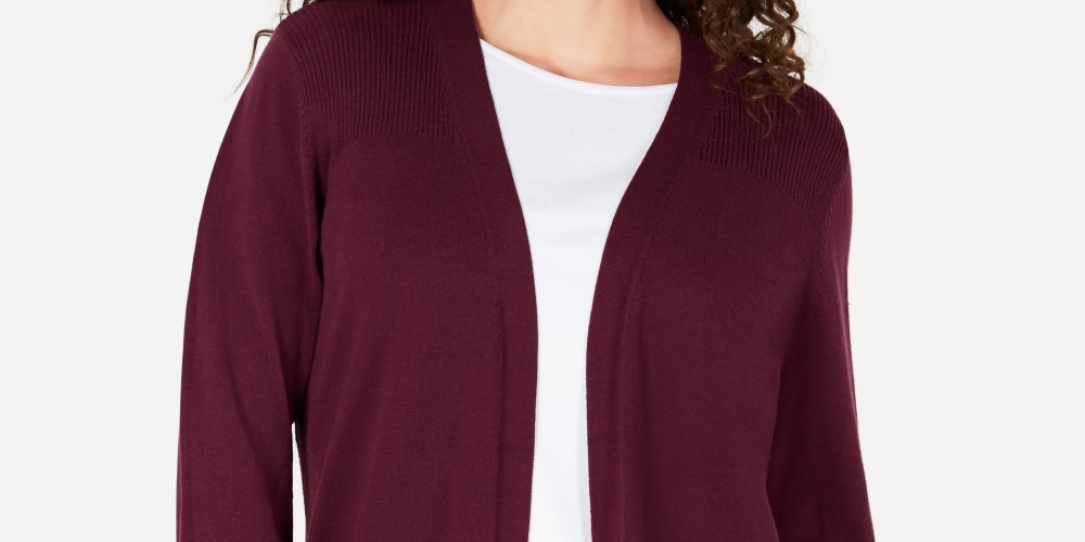 Karen Scott Cardigan Feminino Pequeno com Frente Aberta Médio Vermelho Tamanho Pequeno