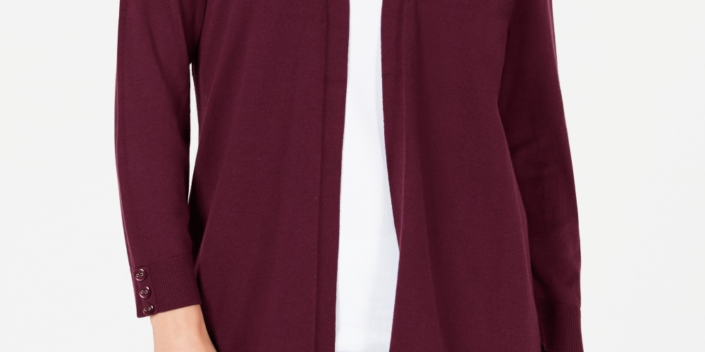 Karen Scott Cardigan Feminino Pequeno com Frente Aberta Médio Vermelho Tamanho Pequeno