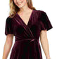 Vestido envelope falso de veludo feminino Vince Camuto, vermelho, tamanho 8