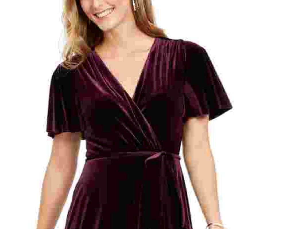 Vestido envelope falso de veludo feminino Vince Camuto, vermelho, tamanho 8