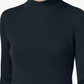 Karen Scott Blusa feminina de gola alta canelada em algodão, azul-marinho, tamanho extrapequeno