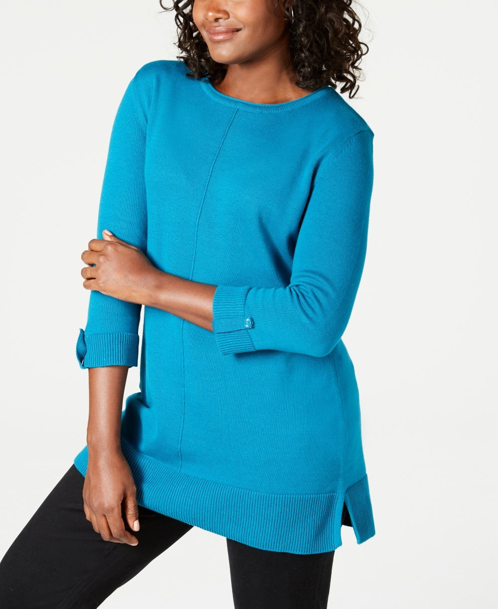 Karen Scott Suéter Feminino de Algodão Azul Tamanho P