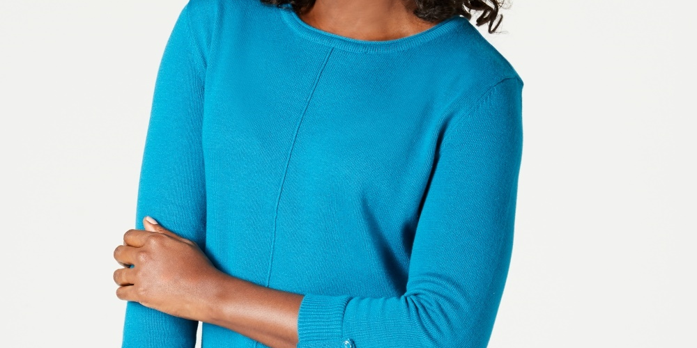 Karen Scott Suéter Feminino de Algodão Azul Tamanho P