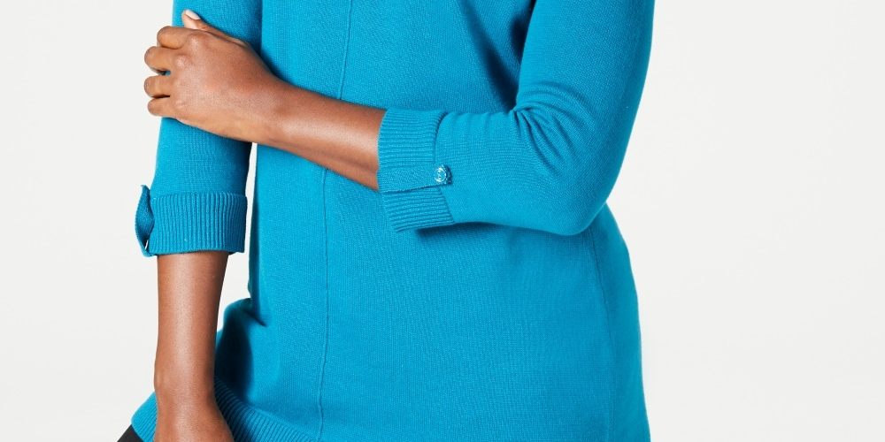 Karen Scott Suéter Feminino de Algodão Azul Tamanho P