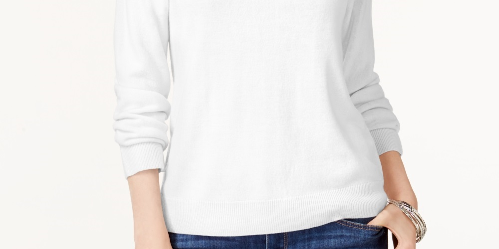 Karen Scott Suéter Feminino com Zíper nas Costas e Gola Simulada, Branco, Tamanho XXG