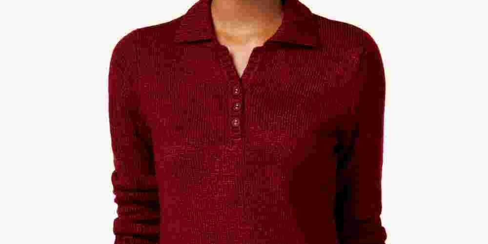 Karen Scott Suéter Feminino com Botões Marmorizados, Médio, Vermelho, Tamanho X-S