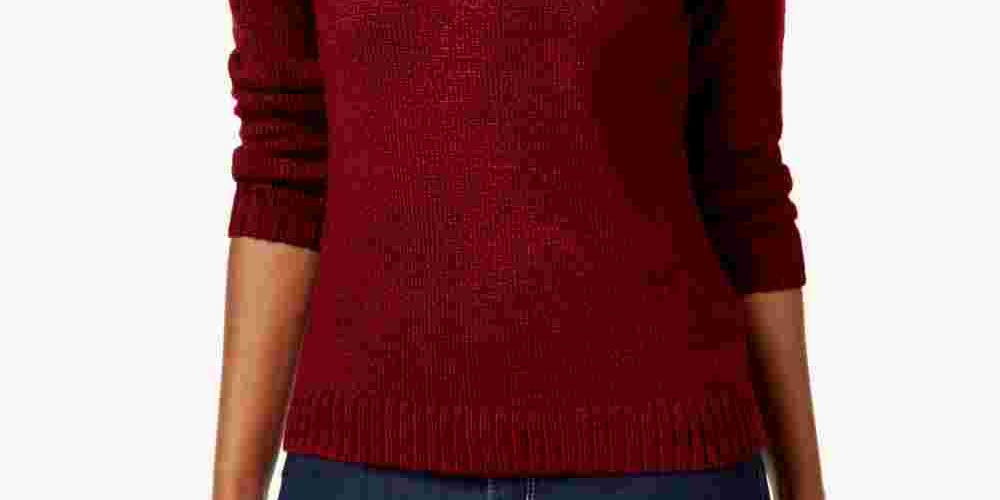 Karen Scott Suéter Feminino com Botões Marmorizados, Médio, Vermelho, Tamanho X-S