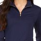 Camiseta feminina Charter Club com zíper e manga curta, azul, tamanho XX-G