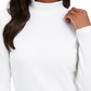 Karen Scott Blusa feminina pequena de algodão com gola alta e manga comprida, tamanho pequeno extragrande, branca