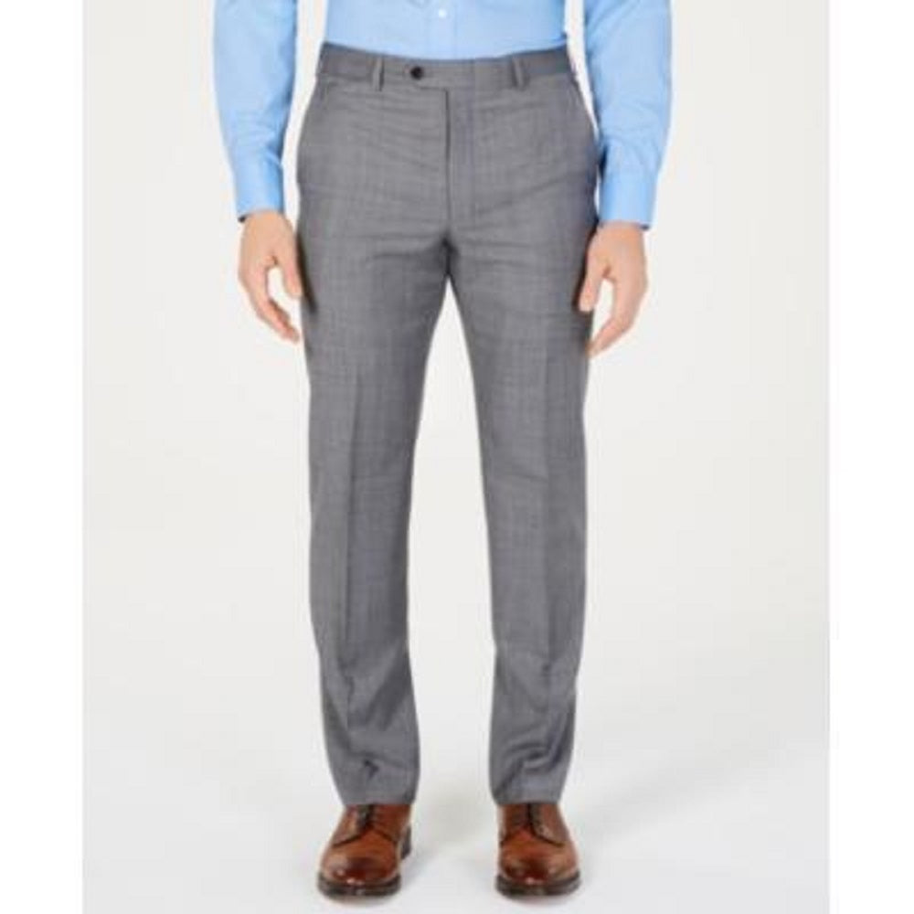 Calça social masculina xadrez de lã Ralph Lauren, cinza, tamanho 36