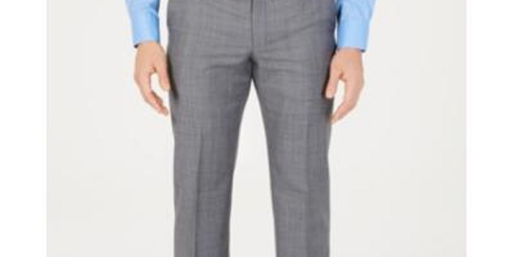 Calça social masculina xadrez de lã Ralph Lauren, cinza, tamanho 36