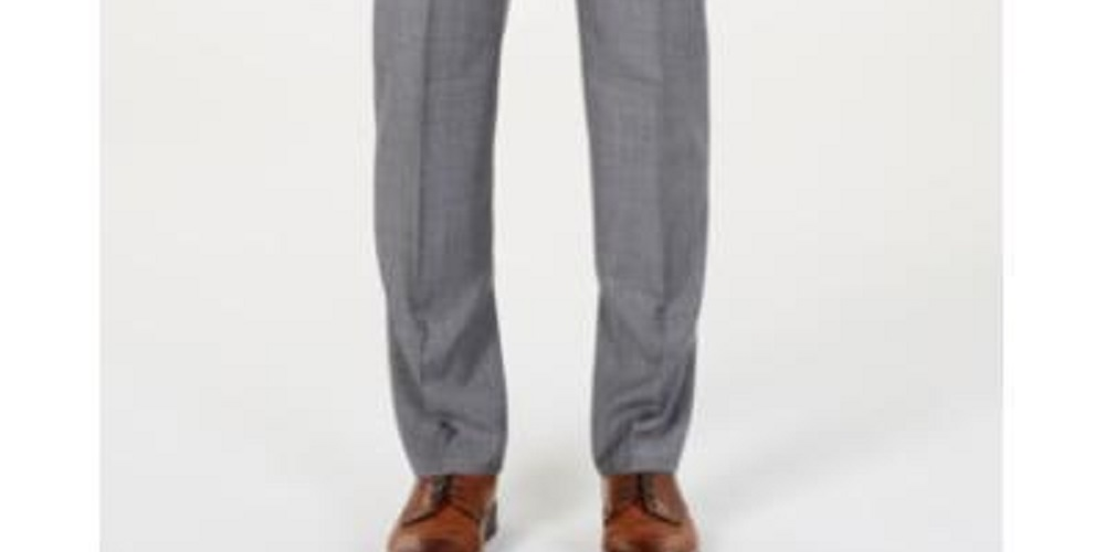 Calça social masculina xadrez de lã Ralph Lauren, cinza, tamanho 36