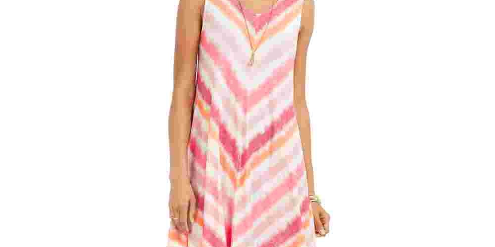 Vestido curto listrado sem mangas com decote em V, estilo &amp; co, rosa, tamanho PM
