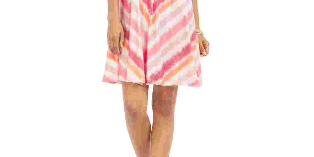 Vestido curto listrado sem mangas com decote em V, estilo &amp; co, rosa, tamanho PM