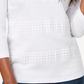 Karen Scott Blusa Feminina Listrada com Decote Quadrado e Renda, Branca, Tamanho Médio