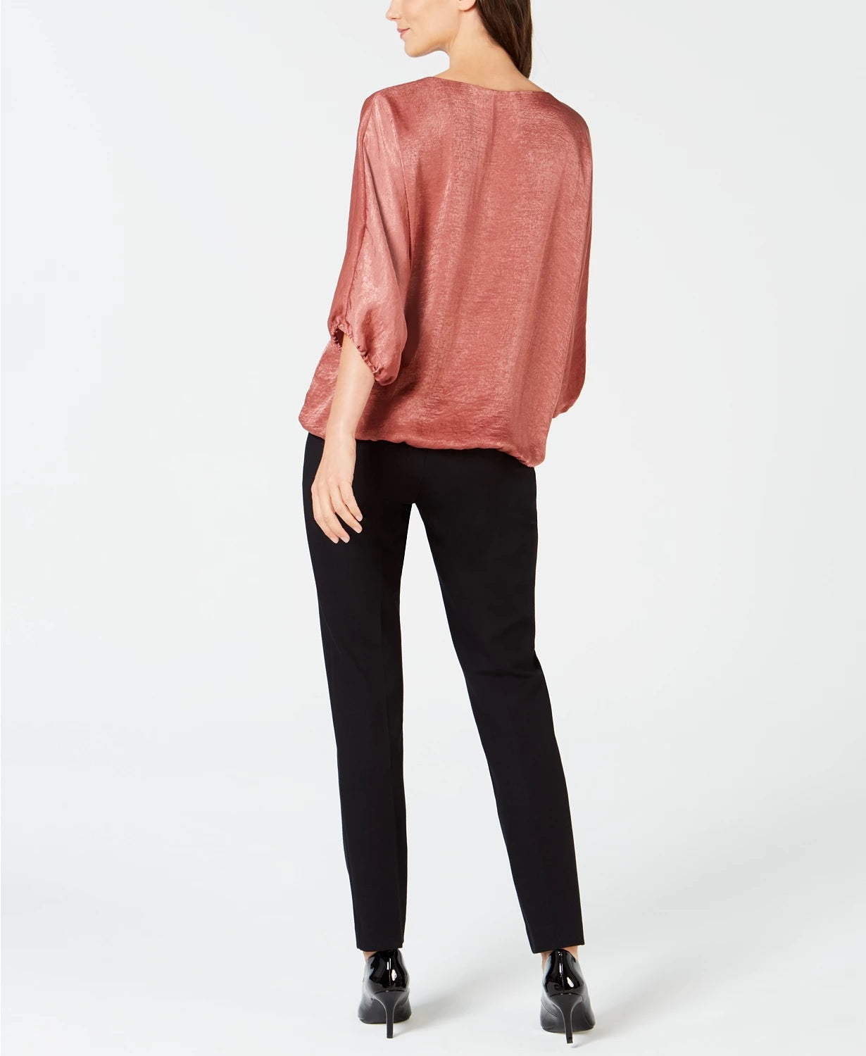 Blusa feminina Alfani de cetim lavado com manga dolman e bolhas, tamanho pequeno e rosa
