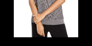 Suéter texturizado feminino Alfani com sobrepeliz, preto, tamanho pequeno P