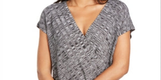 Suéter texturizado feminino Alfani com sobrepeliz, preto, tamanho pequeno P