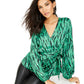 INC International Concepts Top feminino com estampa de zebra, verde, tamanho pequeno e pequeno