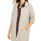 Cardigan feminino grande com bolso aplicado estilo &amp; co, bege, tamanho pequeno