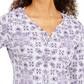 Karen Scott Blusa Henley Feminina Estampada Manga 3/4 Cinza Cassis Tamanho PS-