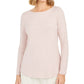 Top feminino com decote canoa canelado Charter Club, rosa, tamanho P