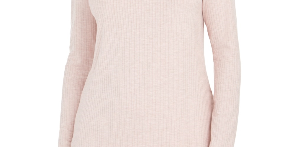 Top feminino com decote canoa canelado Charter Club, rosa, tamanho P