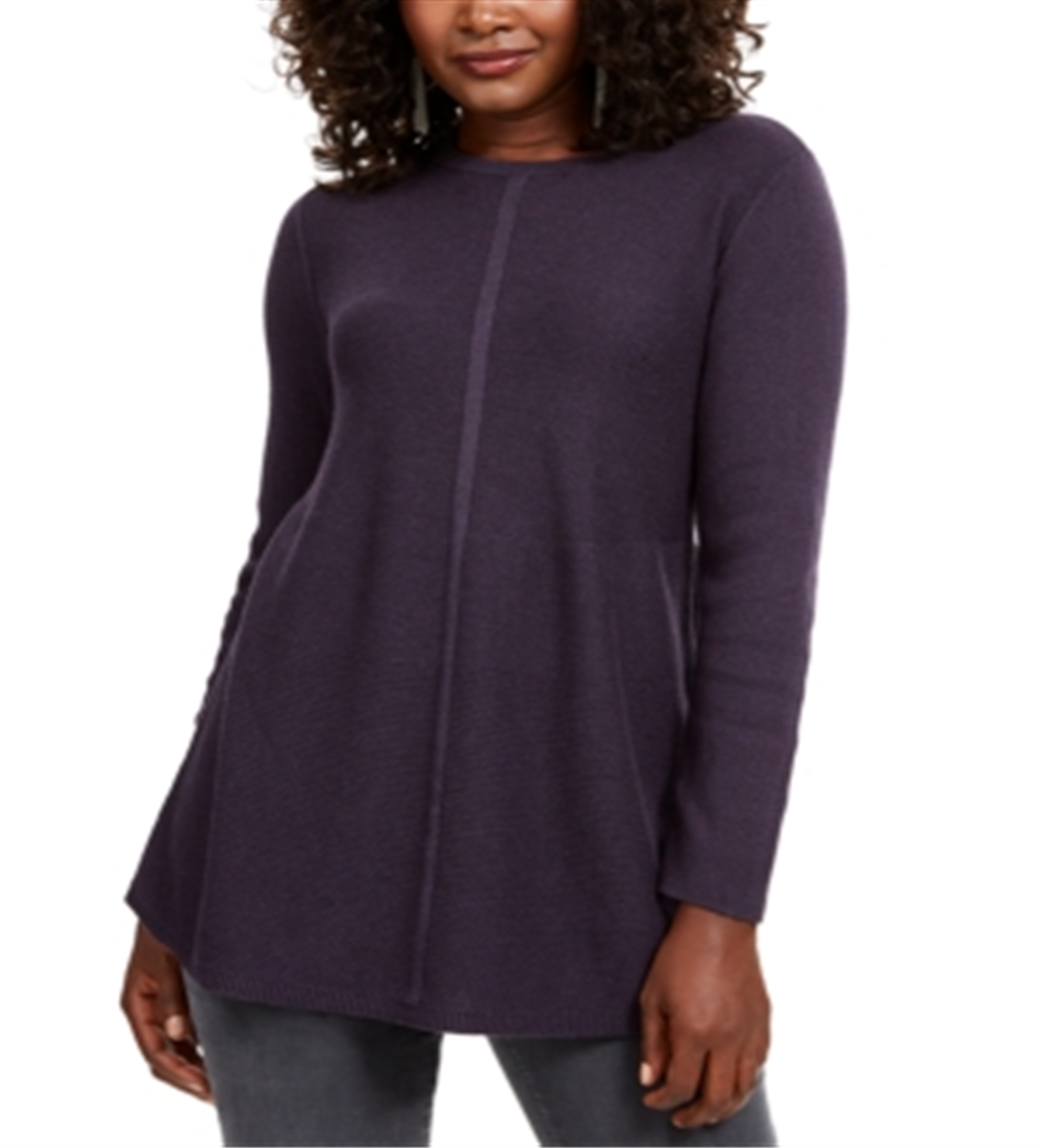 Suéter túnica feminino estilo &amp; co com pontos mistos, cor uva escura, tamanho pequeno G