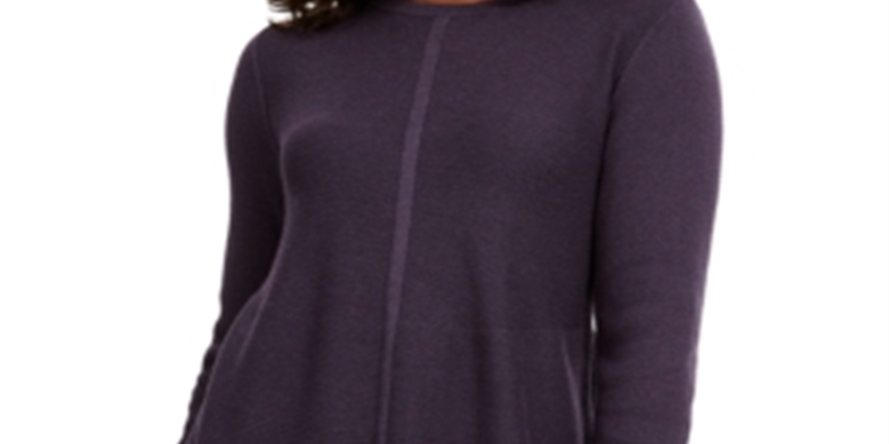 Suéter túnica feminino estilo &amp; co com pontos mistos, cor uva escura, tamanho pequeno G