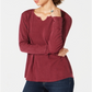 Blusa térmica feminina de algodão com decote dividido, estilo &amp; co, roxa, tamanho médio