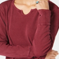 Blusa térmica feminina de algodão com decote dividido, estilo &amp; co, roxa, tamanho médio