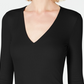 Blusa feminina com decote em V da INC International Concepts, preta, tamanho pequeno médio