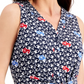 Charter Club Blusa feminina sem mangas com estampa frontal e amarração, tamanho médio, azul