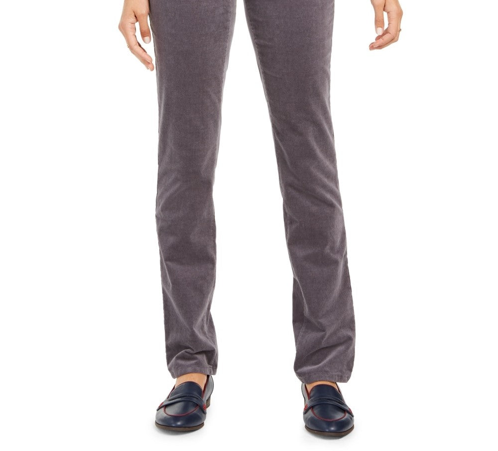 Calças de controle de barriga de veludo cotelê Lexington feminino Charter Club, cinza, tamanho 4