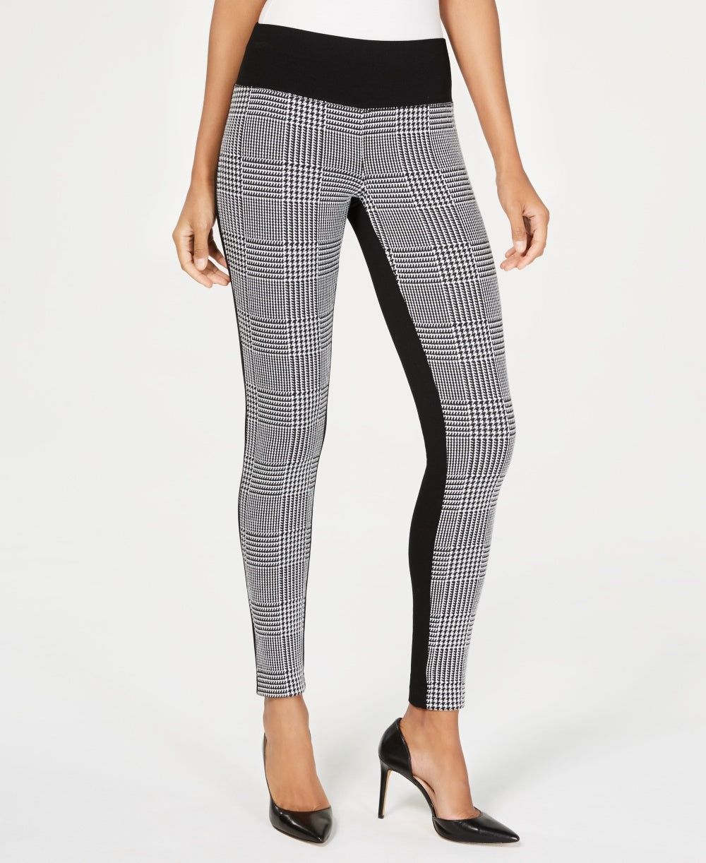 Legging feminina INC International Concepts Petite Houndstooth Front Ponte Back, preta, tamanho 16 P
