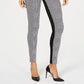 Legging feminina INC International Concepts Petite Houndstooth Front Ponte Back, preta, tamanho 16 P
