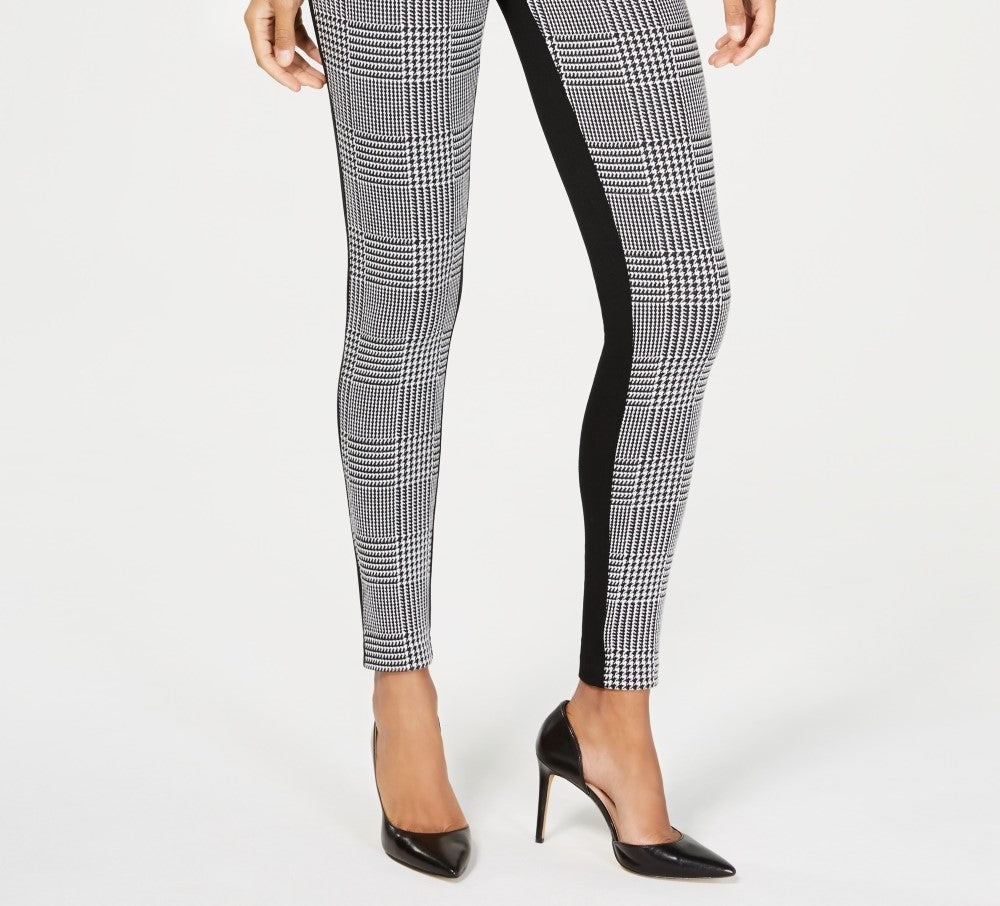 Legging feminina INC International Concepts Petite Houndstooth Front Ponte Back, preta, tamanho 16 P
