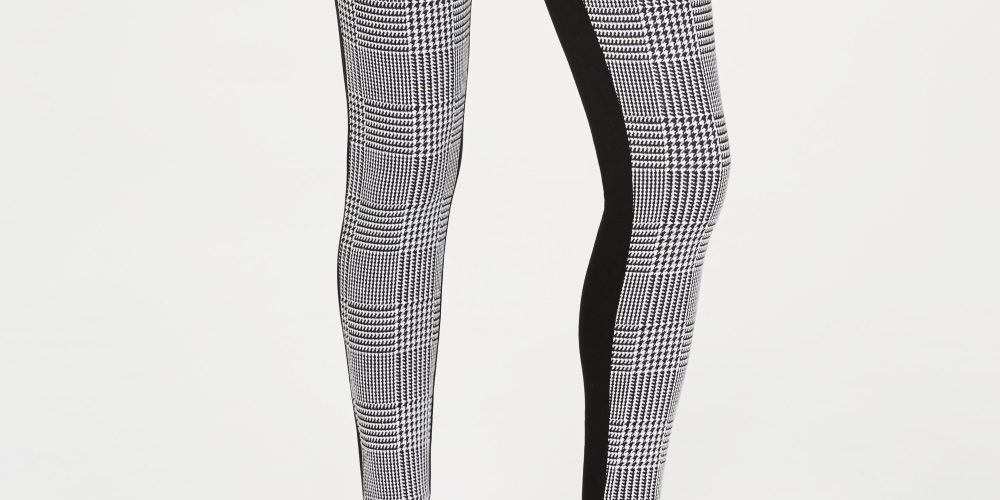Legging feminina INC International Concepts com frente pied-de-poule e costas ponte, preta, tamanho 2P