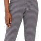 Calças femininas com estampa oval em jacquard JM Collection, tamanho pequeno e azul