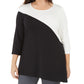 Túnica Alfani Plus Size Colorblock Feminina Preta 0X