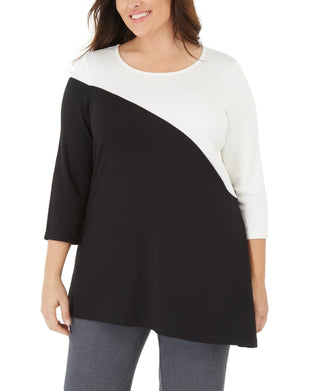 Túnica Alfani Plus Size Colorblock Feminina Preta 0X