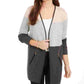 Suéter feminino Charter Club Petite Milano Colorblocked Cotton Completer Cinza PL
