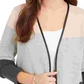 Suéter feminino Charter Club Petite Milano Colorblocked Cotton Completer Cinza PL