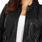 Jaqueta de couro sintético plus size feminina Alfani, preta, tamanho 0X